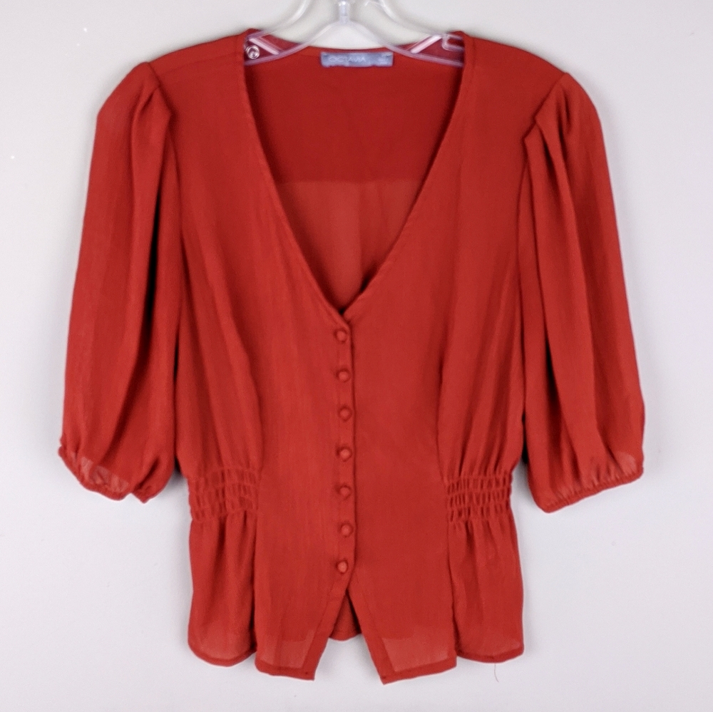 Octavia | Orange Button Down Blouse - K10
